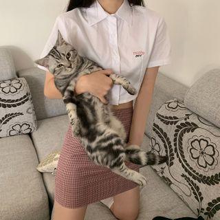Short-sleeve Cropped Shirt / Mini Skirt