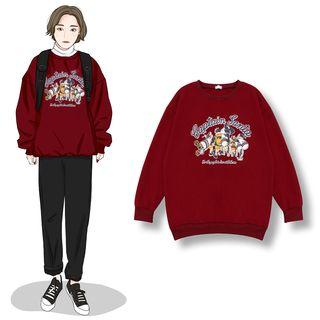 Printed Sweatshirt Wine Red - One Size