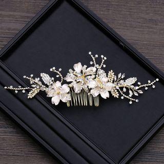 Wedding Faux Crystal Flower & Branches Hair Comb