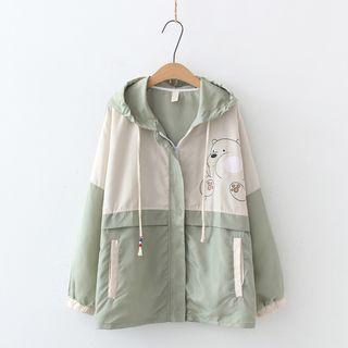 Hooded Bear Print Jacket