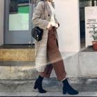 Double-breasted Loose-fit Long Plaid Coat