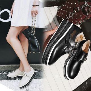 Platform Wedge Buckled Loafers