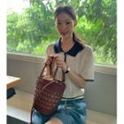 Woven Basket Tote Bag Red Brown - One Size