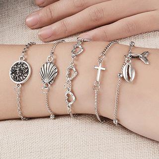 Set Of 5: Bracelet (various Designs) Type 01 - Set Of 5 - 10717 - Silver - One Size