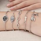 Set Of 5: Bracelet (various Designs) Type 01 - Set Of 5 - 10717 - Silver - One Size