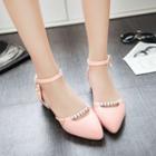 Pointed Ankle Strap Low Heel Sandals