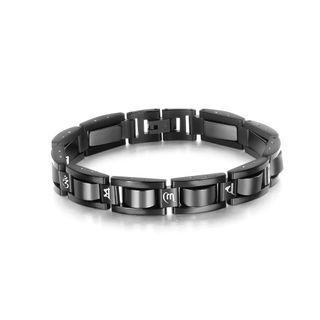 Fashion Personality Plated Black Six-character Proverb Geometric 316l Stainless Steel Bracelet Black - One Size