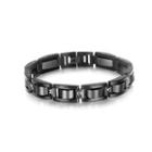 Fashion Personality Plated Black Six-character Proverb Geometric 316l Stainless Steel Bracelet Black - One Size