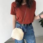 Side Buttoned Short-sleeve Knit Top
