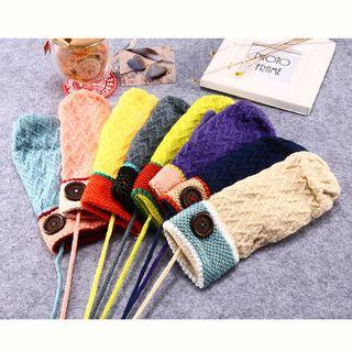 Button-accent Knit Mittens