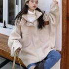 Chenille Hooded Long-sleeve Jacket Almond - One Size