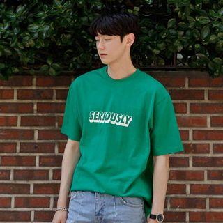 Elbow-sleeve Seriously Printed T-shirt