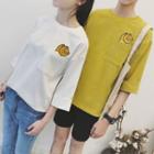 Couple Matching Print Corduroy Short-sleeve T-shirt