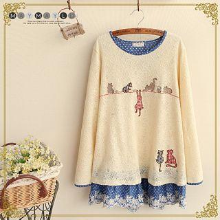 Cat Printed Long Top