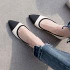 Genuine Leather Two Tone Low Heel Pumps