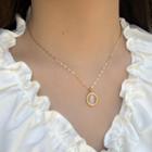 Cat Eye Stone Pendant Necklace 1 Pc - Gold - One Size