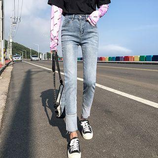 Panel Washed Slim Fit Jeans