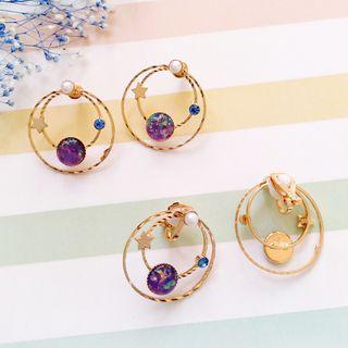 Planet Motif Hoop Earrings/ Clip-on Earrings