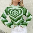 Turtle-neck Heart Prints Sweater