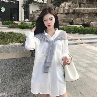 Panel Strap-tied Long Shirt