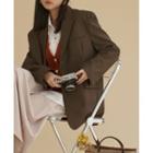 Plain Single-breasted Blazer Coffee - One Size