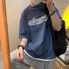 Mock Two-piece Print Oversized Tee