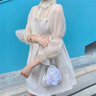 Set: Mesh Ruffled Shirt + Sleeveless Dress