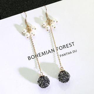 Rhinestone Faux Pearl Dangle Earring 1 Pair - Hook Earring - One Size
