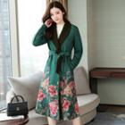Floral Open-front Long Coat