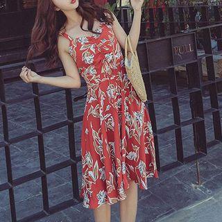 Floral Print Strap Midi Dress