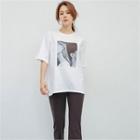 Faux-pearl Accent Print T-shirt