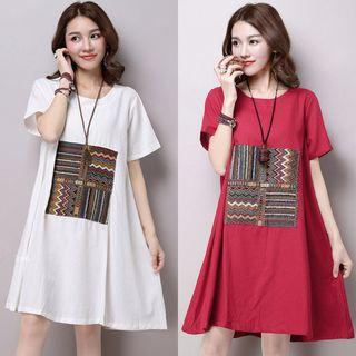 Short-sleeve Linen A-line Dress