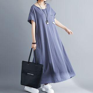 Pocket Detail Short-sleeve Maxi T-shirt Dress