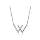 925 Sterling Silver Fashion Simple English Alphabet W Necklace With Cubic Zirconia Silver - One Size