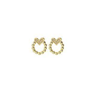 Heart Hoop Drop Earring E4934 - 1 Pair - Gold - One Size