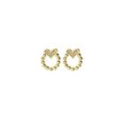 Heart Hoop Drop Earring E4934 - 1 Pair - Gold - One Size