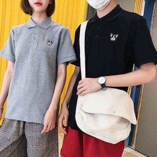 Couple Matching Dog Embroidered Short-sleeve Polo Shirt