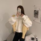 Bishop-sleeve Wave Seam-trim Sweater