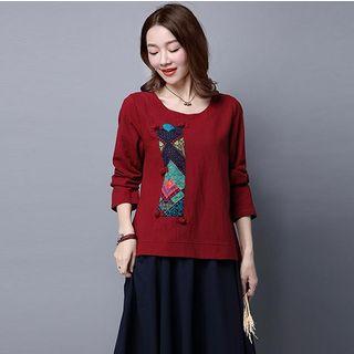 Printed Panel Long Sleeve T-shirt