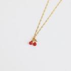 Alloy Cherry Pendant Necklace Gold - One Size