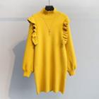 Mock Neck Ruffle Knit Dress