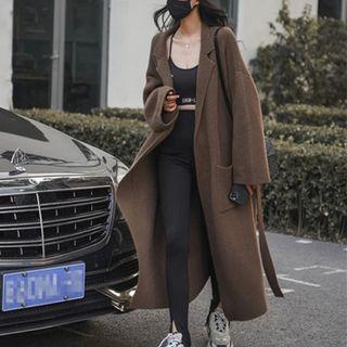 Tie Waist Coat Coffee - One Size