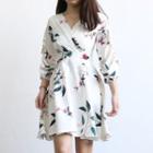 Floral Print Puff-sleeve A-line Dress
