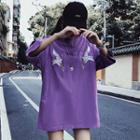 3/4-sleeve Crane Print T-shirt