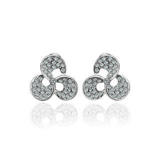 Fashion Three-leafed Clover Stud Earrings With Austrian Element Crystal Silver - One Size