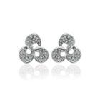 Fashion Three-leafed Clover Stud Earrings With Austrian Element Crystal Silver - One Size