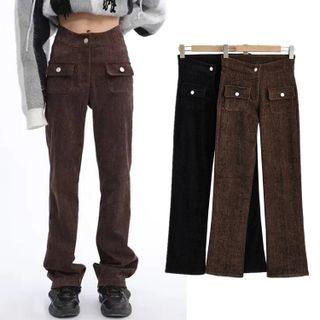 Mid Rise Corduroy Straight-fit Pants