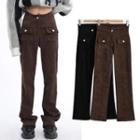Mid Rise Corduroy Straight-fit Pants