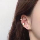 Set: Bead Sterling Silver Ear Stud + Clip-on Earring