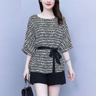 Short-sleeve Floral Print Top / Shorts / Set